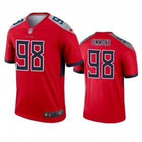 Camiseta Hombre NFL Tennessee Titans Jeffery Simmons 98 Rojo Inverted Legend